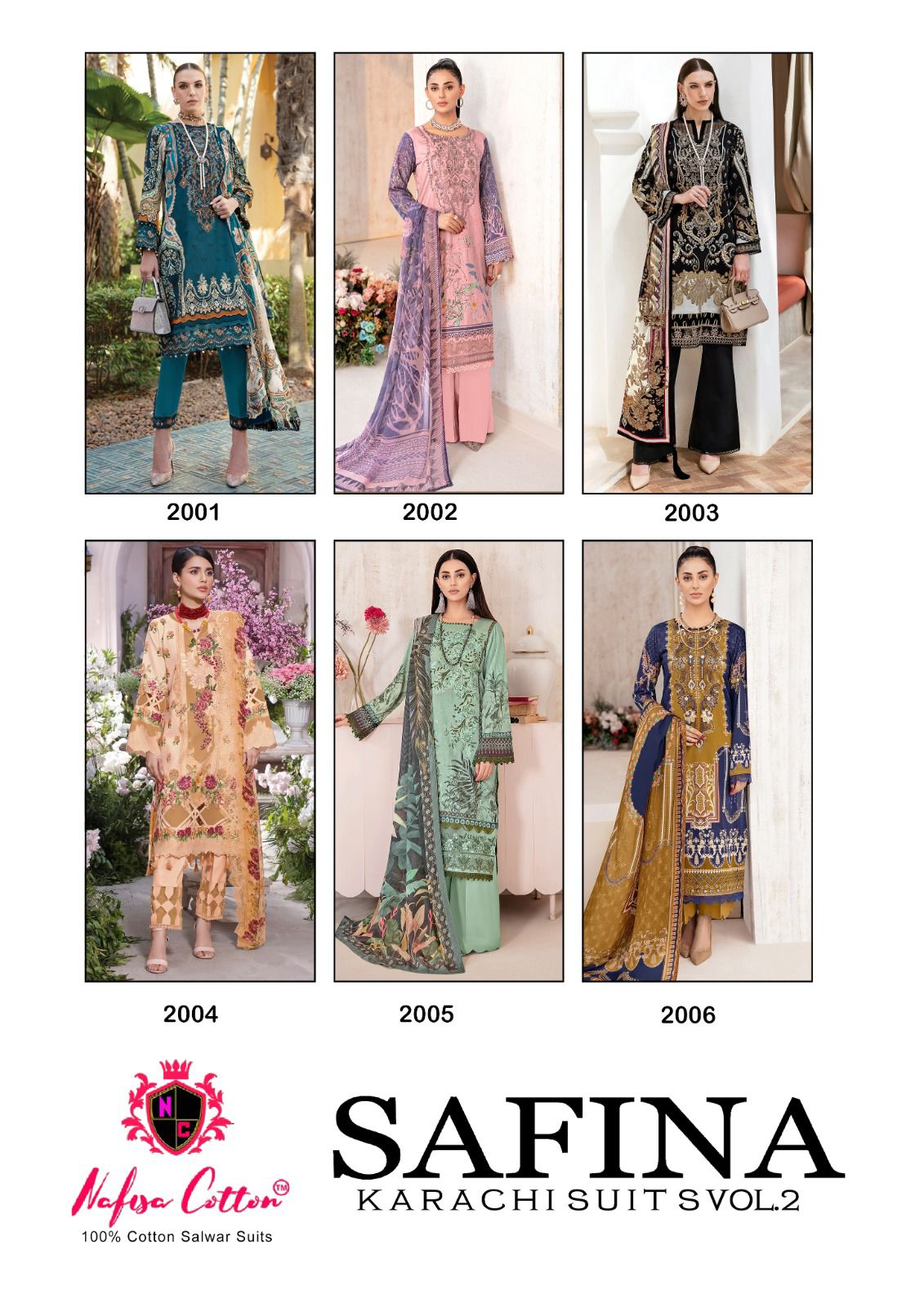 Safina Vol 2 By Nafisa Karachi Cotton Dress Material Catalog
